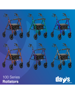 Days 100 Series Lightweight Rollator in all six Colours