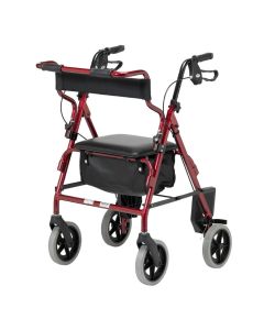 Days 2 in 1 Rollator & Transit Chair in Red Burgundy Colour