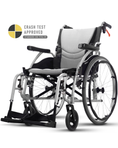 Karma Ergo 3 Lightweight Folding Self-Propelled Wheelchair Crash Tested in Silver Frame Colour
