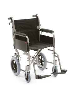 Medicare Enigma Lightweight Aluminium Transit Wheelchair model LAWC002 – Compact Folding Wheelchair with Hand Brakes