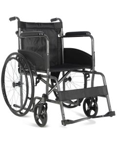 Aidapt Deluxe Lightweight Folding Self Propelled Wheelchair (VA163HAM) with padded seat, folding backrest, adjustable leg rests, and puncture-proof wheels