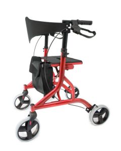 Side view of the Z-Tec Falcon rollator in red colour