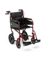 Days Escape Lite Transit Wheelchair in Ruby Red – Lightweight Folding Wheelchair with Attendant Brakes – Model 091556893
