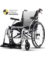 Karma Ergo 3 Lightweight Folding Self-Propelled Wheelchair Crash Tested in Silver Frame Colour