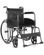 Aidapt Deluxe Lightweight Folding Self Propelled Wheelchair (VA163HAM) with padded seat, folding backrest, adjustable leg rests, and puncture-proof wheels