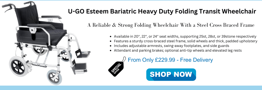 Ugo Esteem Heavy Duty Bariatric Folding Transit Wheelchair