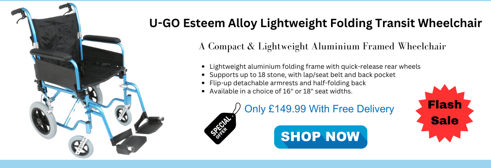 U-GO Esteem Alloy Lightweight Folding Transit Wheelchair